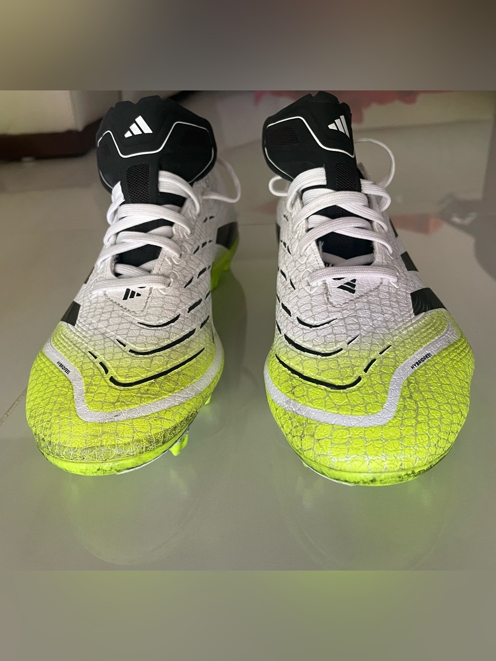 Adidas Predator White & Neon Yellow Gradient Soccer Cleats